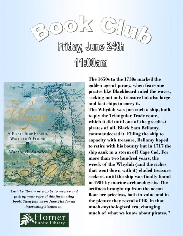 Book Club, "The Whydah" by Martin W. Sandler - Friday, June 24th at 11am