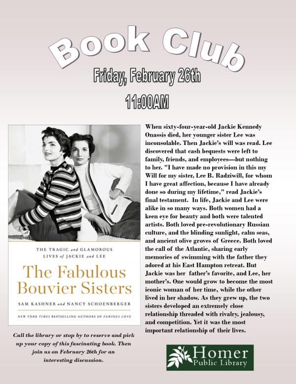 Book club, The Fabulous Bouvier Sister, Friday, February 26th