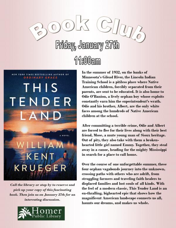 Book Club, "This Tender Land" by William Kent Krueger - Friday, January 27th at 11am