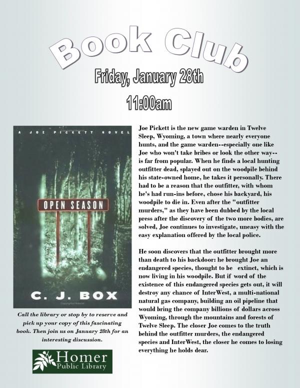 Book Club, "Open Season" by C.J. Box, Friday, January 28th at 11am