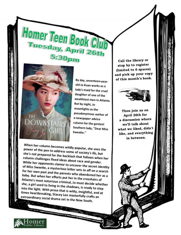 Homer Teen Book Club, "The Downstairs Girl" by Stacey Lee - Tuesday, April 26th at 5:30pm