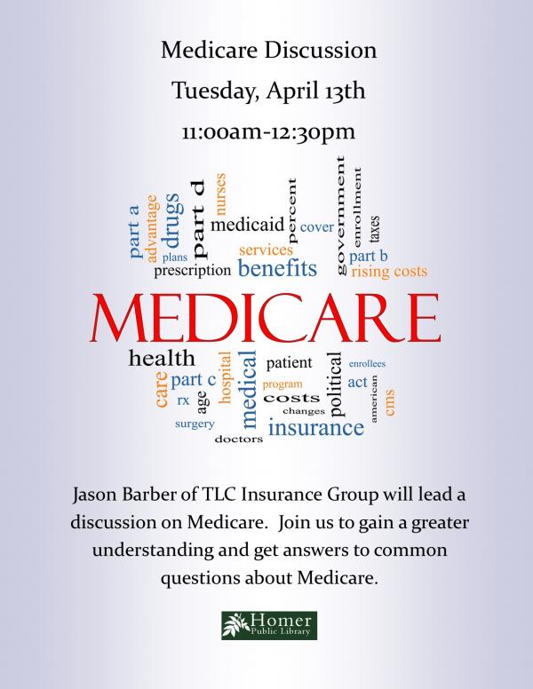 Medicare Discussion with Jason Barber, Tuesday, April 13th 11am-12:30pm