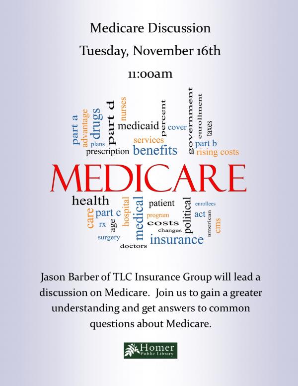 Medicare Discussion with Jason Barber, Tuesday, November 16th 11am-12:30pm