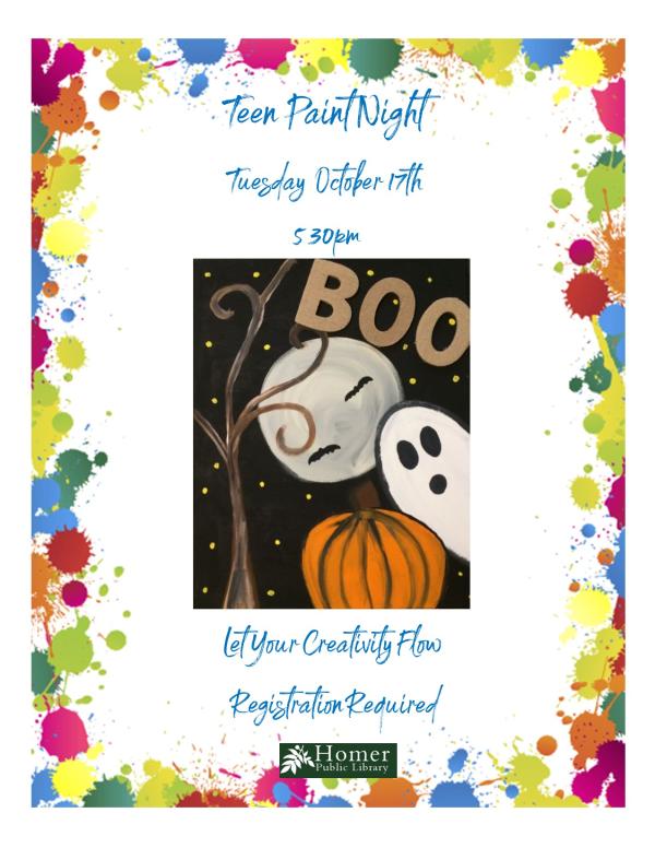 Teen Paint Night - Boo! - Tuesday, October 17th at 5:30pm