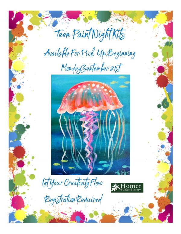Teen Paint Night Kits, Available For Pick Up Beginning Monday, September 21st, Registration Required