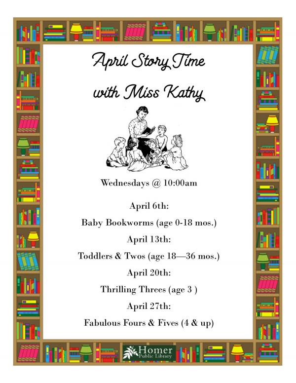 April Story Time with Miss Kathy - Wednesdays at 10am