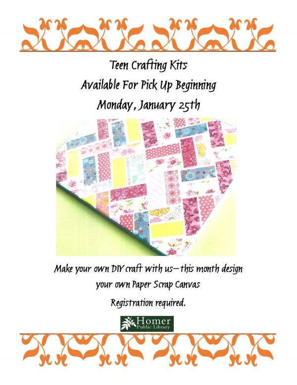 Teen Crafting Kits - Paper Scrap Canvas, Available for pickup beginning Monday, January 25th