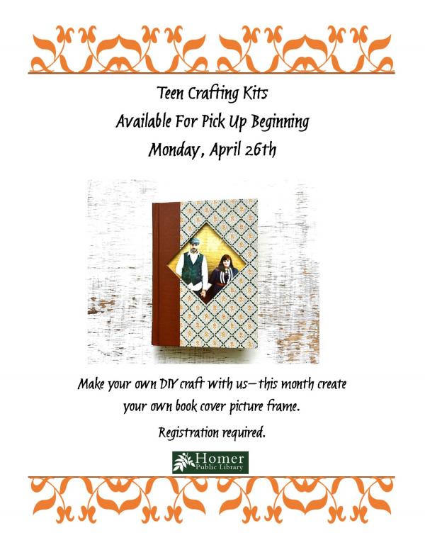 Teen Crafting Kits, Book Cover Picture Frame - Available for pickup beginning Monday, April 26th. Registration required.